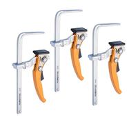 POWERTEC 71545 Morsetto a cricchetto a sgancio rapido per MFT e sistema di guide a binario, capacità 17,8 cm x profondità gola 6,5 cm, 3 PK
