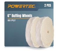 POWERTEC 71630 - Rotella per lucidatura a spirale, spessore 15,8 cm, in cotone (80 veli) con foro per pergolato da 1,2 cm, confezione da 2