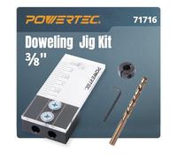 POWERTEC 71716 - Dima di foratura per tasselli con marchio di testimonianza tagliato al laser, scala di profondità inclusa, punta da trapano cobalto M-35 e collare di arresto ad anello diviso, 3/8"