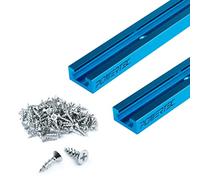 POWERTEC 71859 24 pollici x2 binario universale a T con 100 viti per legno, profilo a doppio taglio binario a T con fori di montaggio preforati