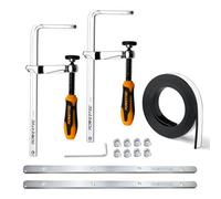 POWERTEC 72046 - Set di 2 connettori per guida per seghe a binario, per Festool, Makita, DeWalt e Triton, con striscia di ricambio per guida da 139,7 cm e 2 morsetti per guida rapida da 17,8 cm