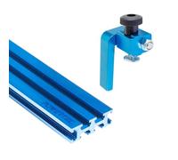 POWERTEC 72085 Multi T-Track e Fence Flip Stop Set, estrusione alluminio universale T Track 91,4 cm di lunghezza x 2-1/4 "di altezza con 2-1/4" Flip Stop per la lavorazione del legno