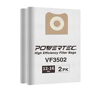 Powertec 75002 High Efficiency Filter Bags for Ridgid Wet/Dry Vacuum VF3502, 2-pack