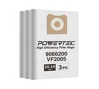 Powertec 75024 High Efficiency Filter Bags for Shop VAC 9066200 (confezione da 3), 10 - 14 Gallon/VF2005