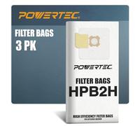 POWERTEC 75046 Sacchetti sottovuoto filtrati HEPA | Sacchetti di ricambio stile HPB2H | Adatto al modello AstroVac Valet & VacuMaid, confezione da 3
