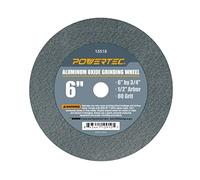 POWERTEC Bench Grinder Wheel 6 Inch 80 Grit, Aluminum Oxide Grinding Wheel for Bench Pedestal Grinder, 3/4" Thick 1/2" Arbor, Sharpening & Shaping Drill Bits, Blade, and Chisel 1PK (15518)