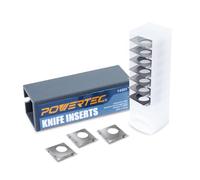 POWERTEC Coltelli da taglio in carburo da 14,3 mm per teste a spirale ed elicoidali, compatibili con Wen PL1326, JT630H e Rikon 25-130H, lame di ricambio in carburo di tungsteno per pialle e giunti