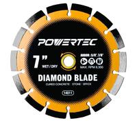 POWERTEC Lama diamantata segmentata saldata al laser da 17,8 cm per sega per piastrelle bagnate, lama diamantata per taglio di calcestruzzo indurito, blocchi, mattoni, finitrici, muratura, lame