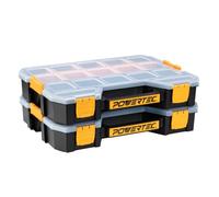 POWERTEC Organizer impilabile per cassetta degli attrezzi con divisori rimovibili, 17 scomparti, design portatile, confezione da 2 (72118-P2)