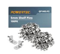 POWERTEC QP1402-P2V 5 mm 100 pezzi, staffe a forma di L con perni forati di supporto per mensole, mobili da cucina, libreria, armadio e mobili, nichelati reggimensole, argento