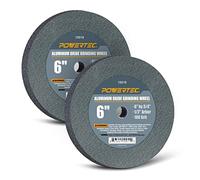 POWERTEC Ruota per smerigliatrice da banco, grana 15,2 cm, grana 100, mola in ossido di alluminio per smerigliatrice da banco, spessore 3/4" mandrino da 1/2", punte per affilatura e modellatura, lama