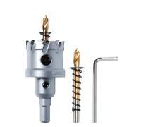 POWERTEC Sega a tazza in carburo da 1-1/2" per metalli morbidi e duri, set di frese a tazza con punta in carburo di tungsteno con punta pilota placcata in titanio per metallo, acciaio inossidabile