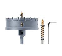 POWERTEC Sega a tazza in carburo da 10,2 cm, per metalli morbidi e duri, set di frese a tazza con punta in carburo di tungsteno, con punta pilota placcata in titanio, per metallo, acciaio inossidabile