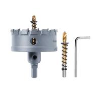 POWERTEC Sega a tazza in carburo da 7,6 cm per metalli morbidi e duri, set di frese a tazza con punta in carburo di tungsteno, con punta pilota placcata in titanio, per metallo, acciaio inossidabile