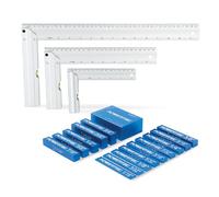 POWERTEC Set di 15 blocchi di installazione con misuratore di altezza, barre quadrate per fresatrice con L quadrate, 3 pezzi, per recinzione del router, lama per sega da tavolo, sega a nastro, trapano