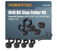 POWERTEC Set di 7 punte per trapano, set da 7 pezzi, con chiave a brugola, arresto delle punte con sistema imperiale, misure 1/8", 3/16", 1/4", 5/16", 3/8", 7/16", 1/2", 2 set (71491-P2))