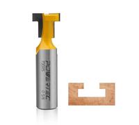 POWERTEC T Slot Router Bits, Carbide Tipped T Track Router Bit, 1/2" Shank x 5/8" Dia. x 3/16" Height, Slatwall Router Bit, Router T Bit, Wood Groove Milling Cutter, Forming Woodworking Tool, 73025