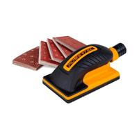 POWERTEC Vacuum Sanding Block Set w/ 1" OD Dust Extraction, Dust-Free Hook and Loop Sandpaper (40, 80, 120, 180, 240 Grit, 10 Each) for Woodworking, Sanding Tool for Auto Body, Paint, Drywall (71514V)