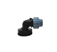 Powertool S60X6 - Raccordo filettato per serbatoio IBC, adattatore per serbatoio IBC, con adattatore per tubi dell’acqua MDPE, per serbatoi IBC (uscita a gomito da 25 mm)
