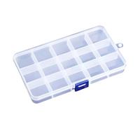 POWERTOOL - Scatola portaoggetti in plastica trasparente, 1 pezzo, in polipropilene, per orecchini, strumenti per la creazione di gioielli, perline e piccoli accessori (15 griglie)