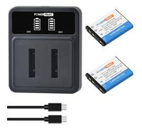 PowerTrust 2 batterie e caricabatterie per Olympus Li-40B Li-42B FE-20 FE-330 D-720 Nikon EN-EL10 Fuji NP-45 Pentax D-Li63 Kodak Klic-7006 Casio NP-80