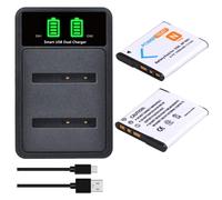PowerTrust 2 batterie NP-BN1 e caricabatterie tipo C per Sony Cyber-Shot DSC-W830, DSC-W320, DSC-W810, DSC-W570, DSC-W800, DSC-WX220, DSC-WX100, DSC-W530, DSC-W310, DSC-W350, DSC-WX100