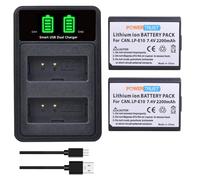 PowerTrust Confezione da 2 batterie LP-E10 e caricabatterie per Canon EOS 2000D 4000D 1300D 1200D 1100D 3000D, Rebel T3 T5 T6 T7 T100, Kiss X50 X70 X80 X90