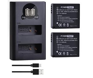 PowerTrust DMW-BLG10 DMW-BLG10E - 2 batterie con caricatore per Panasonic Lumix DC-GX9 DMC-GF6 GF5 GX7 LX100 GF3 GX80 GX85 ZS60 TZ80 TZ95 ZS100 TZ100 TZ101 DC-G100 TZ90 ZS77 0