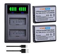 PowerTrust LP-E10 LP E10 Batteria con LED Dual Caricatore Compatibile con Canon EOS 1100D 1200D 1300D 2000D, EOS Rebel T3, T5, T6, Kiss X50, Kiss X70 Digital SLR Camera
