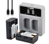 PowerTrust LP-E6 LP-E6N - 2 batterie con caricabatterie USB-C da 20 W, per Canon EOS R5, R6, R7, 6D, 7D, 80D, 90D, EOS 5DS R, 5D Mark II, 5D Mark III