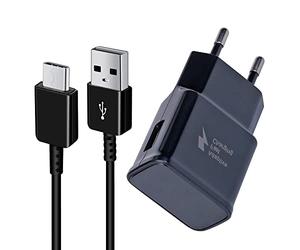 Powesky Caricabatterie USB per Samsung Phone + Cavo USB C 1,5m Compatibile con S23 S22 S21 S20 S10e S9 S8 Edge/ Plus/ Active, A56 A55 A36 A35 A26 A25 A17 A16, Tab A11, A10 Carica batterie cellulare