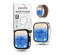 powfix Cover con vetro temperato per Huawei Watch D3, confezione da 2 | Trasparente e nero | Protezione integrale 2 in 1 PC rigido e vetro 9H antiurto e antigraffio per smartwatch