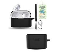 powfix Cover in silicone nero per Soundcore Liberty Buds 2, custodia | Include cordino e moschettone in 8 | Custodia protettiva morbida antiurto e antipolvere per auricolari senza fili