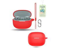 Powfix Cover per moto buds 2 in silicone liquido, custodia protettiva antiurto ultra sottile, custodia soft-touch antigraffio con moschettone, compatibile con ricarica wireless - rosso