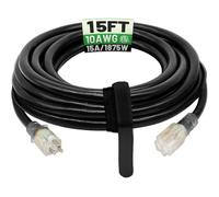 POWGRN - Cavo di prolunga per esterni da 4,6 m, 10/3, impermeabile, calibro 10, 3 poli, cavo di alimentazione flessibile resistente al freddo, per interni ed esterni con estremità indicatore