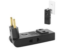 Powice Adattatore 4 in 1 US to EU, presa multipla, adattatore USA Germania, adattatore UE, adattatore americano tedesco con alimentatore di rete, colore: nero