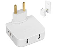 Powice Adattatore US to EU, presa con USB, presa multipla con USB, adattatore USA, spina tedesca, adattatore UE, adattatore americano tedesco con alimentatore di rete USA, conversione per dispositivi