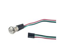Powice Pulsante di alimentazione PC da 12 mm con luce LED rossa 3 - 220 V/3 A, Power Button PC con cablaggio porta host, 12 mm, interruttore a pressione da 12 V, adatto per la modifica del pulsante di
