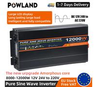 POWLAND 12000W 8000W Inverter a onda sinusoidale pura DC 12V 24V a AC 220V Convertitore di potenza 50HZ Convertitore inverter per auto per casa e camper