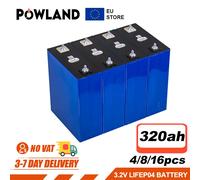 POWLAND GradoA 3.2V 320Ah Lifepo4 Batteria Ricaricabile Al Litio Ferro Fosfato Cella Per Il FAI DA TE 12V 48V Barca Solare campeggio batterie Grade A 320Ah- 4PCS