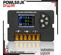 POWLSOJX 12V/24V PWM regolatore di carica solare 10A/20A/30A con schermo LCD a colori, tensione regolabile, supporto Multi-batteria