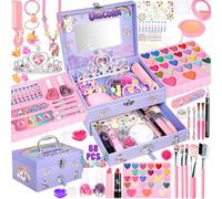 POWLYB Set Trucchi, Sicuro Atossico Lavabile Valigetta Anallergici, Trousse per Bambina, Giochi Natale Compleanno Regalo 4-10 Anni