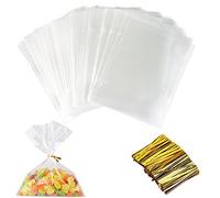 Powmag 200x Buste Trasparenti, Sacchetti per Alimenti, Centimeters Bustine Cellophane Trasparenti OPP Sacchetto per Biscotti Dolci Torte Caramelle Cupcakes al Cioccolato Lecca (15x20 cm)