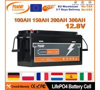PowMr 100AH 150AH 200AH 300AH Batteria agli ioni di litio epo4 con durata 12.8V con BMS per camper EV Campeggio Lunga durata Più del tempo di ciclo