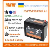 PowMr 12V 24V 100Ah 150Ah 200Ah 300Ah LiFePo4 Batteria Al Litio Ferro Fosfato Batterie Sistema di Energia Solare 12.8V EU Stock
