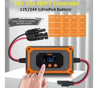 PowMr 15A MPPT regolatore di carica solare caricabatteria LiFePo4 regolatore solare 12V/24V con Display LCD sistema completo solare