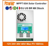 PowMr 60A MPPT Regolatore di carica solare Retroilluminazione 12V 24V 36V 48V Regolatore batteria al litio al piombo Max 160V Ingresso pannello solare