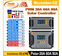 PowMr aveva 30A 60A 80A regolatore di carica solare per batteria 12V 24V 36V 48V con schermo LED USB 30A