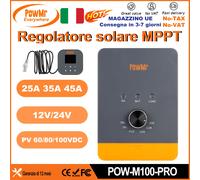 PowMr aveva 45A 35A 25A MPPT Regolatore di carica solare Manopola Modello Regolatore Max 60V/80V100VDC Supporto pannello Batteria al litio 12V 24V