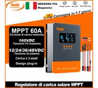 PowMr EU 60A MPPT regolatore di carica solare per batteria 12/24/36/48V Max 160VDC ingresso pannello fotovoltaico con Widescreen e nuova porta di cablaggio